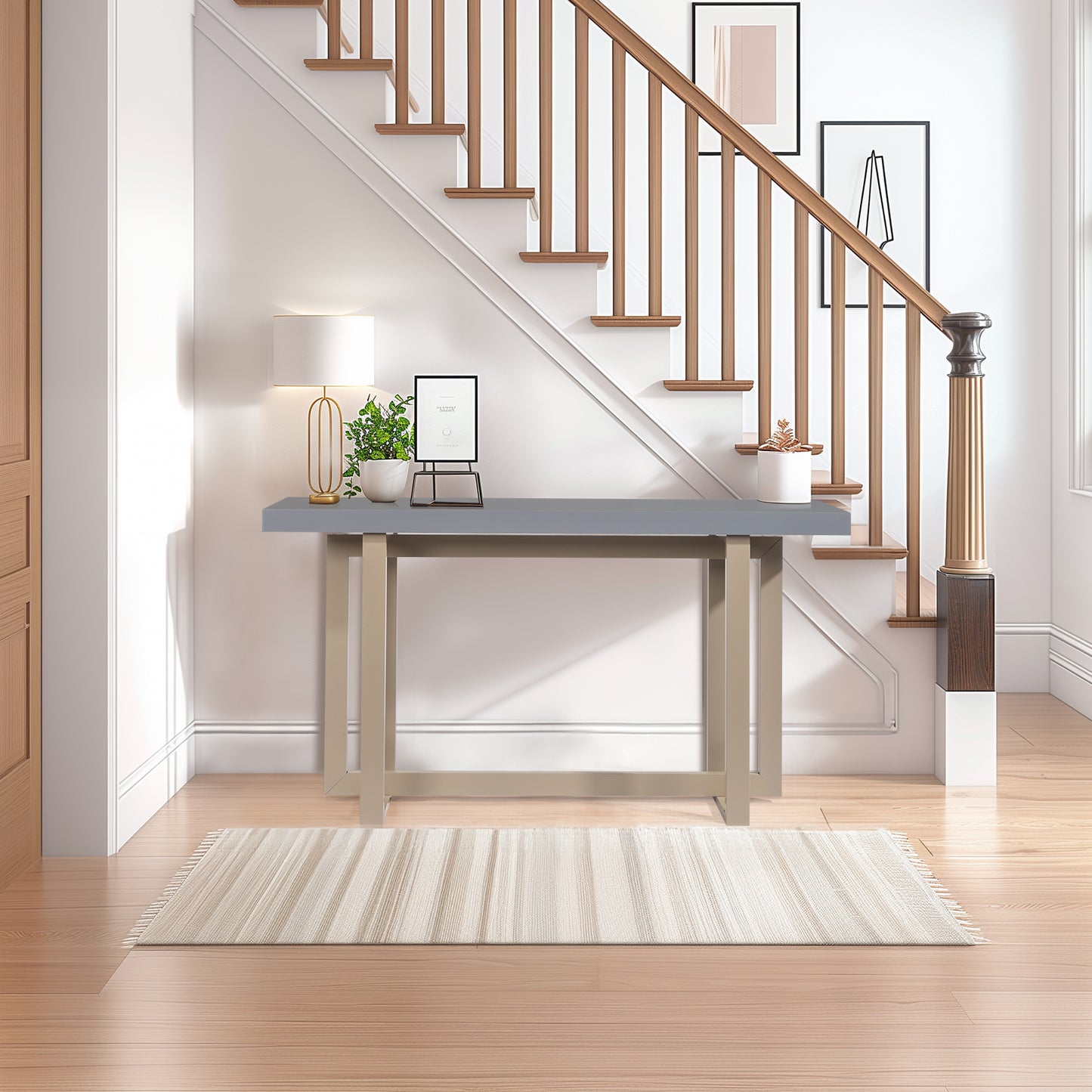 Modern Wood Entryway Console Table Sofa Table, Long Entryway Table for Hallway Living Room Foyer Corridor Bedroom, Grey