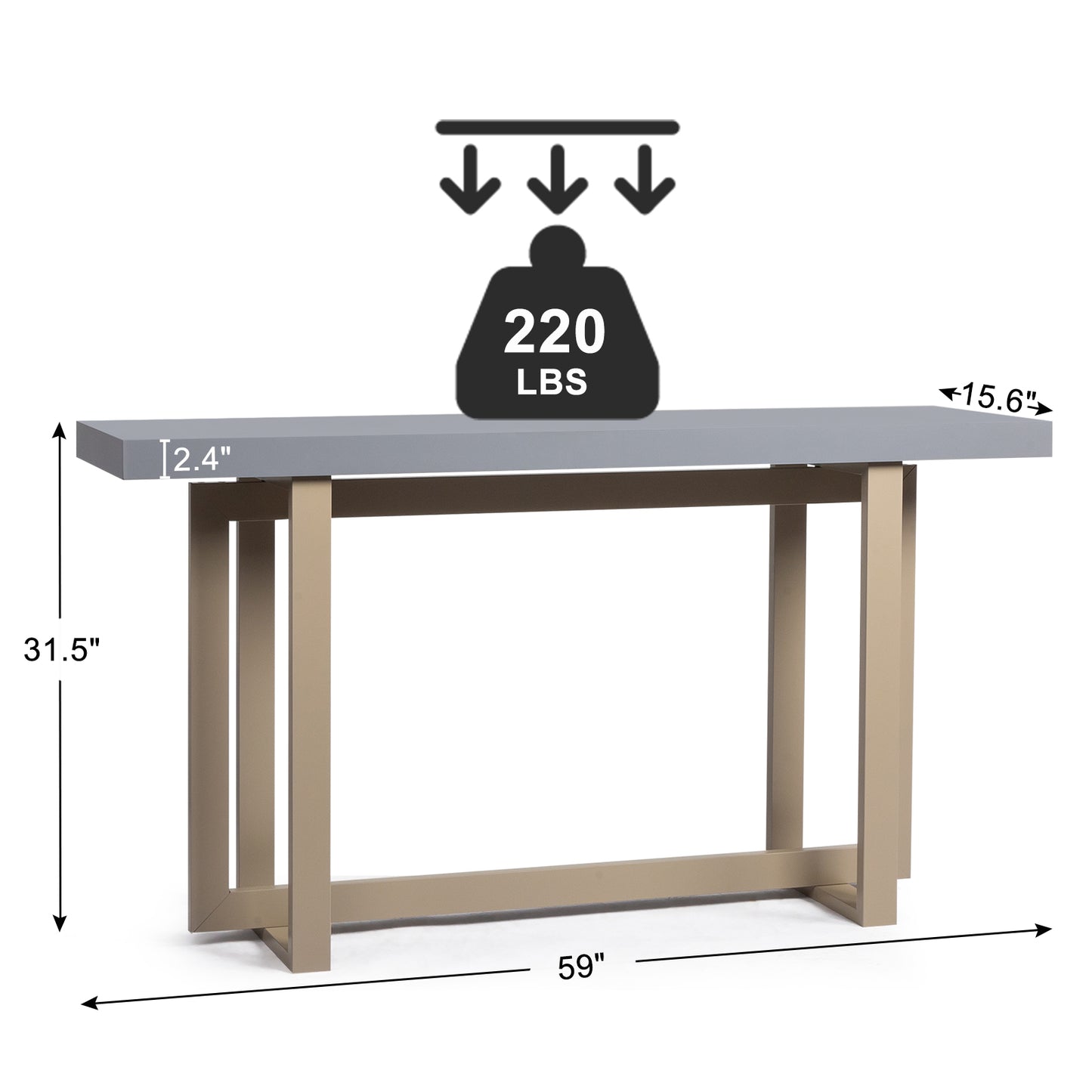 Modern Wood Entryway Console Table Sofa Table, Long Entryway Table for Hallway Living Room Foyer Corridor Bedroom, Grey