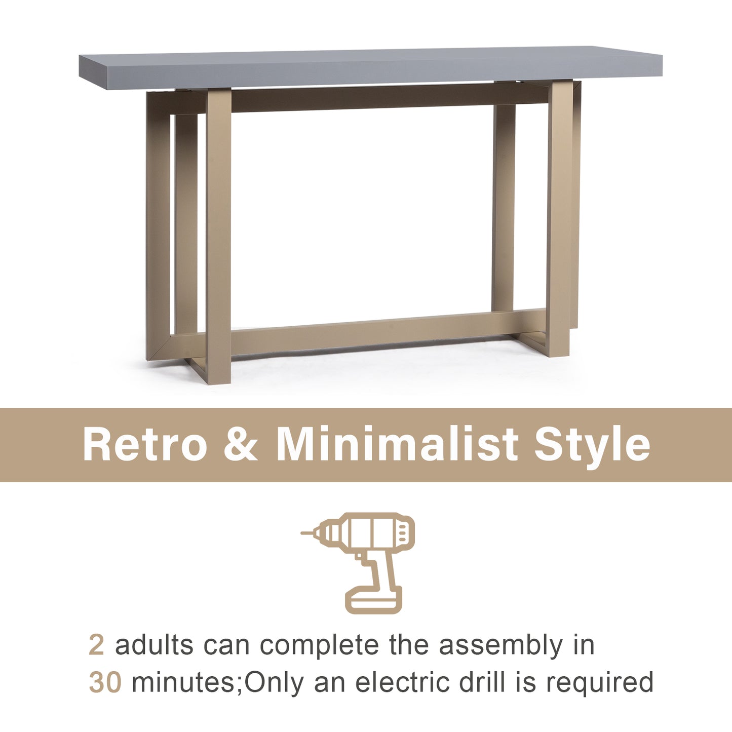 Modern Wood Entryway Console Table Sofa Table, Long Entryway Table for Hallway Living Room Foyer Corridor Bedroom, Grey