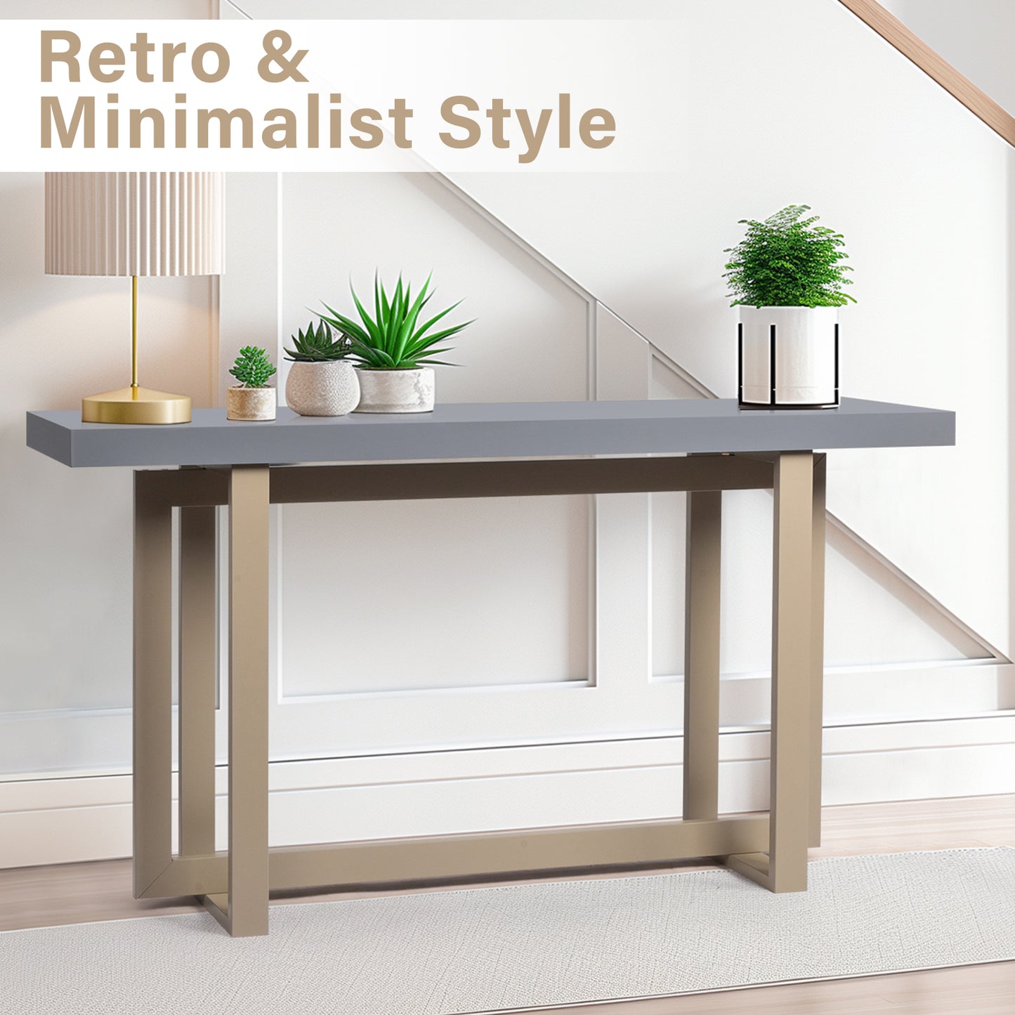 Modern Wood Entryway Console Table Sofa Table, Long Entryway Table for Hallway Living Room Foyer Corridor Bedroom, Grey