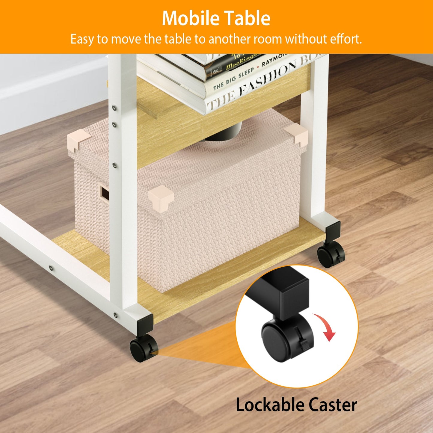 C Side Table Laptop Table Small Slim Snack Side Table for Couch Bed Sofa for Small Spaces Living Room Bedroom--Beige