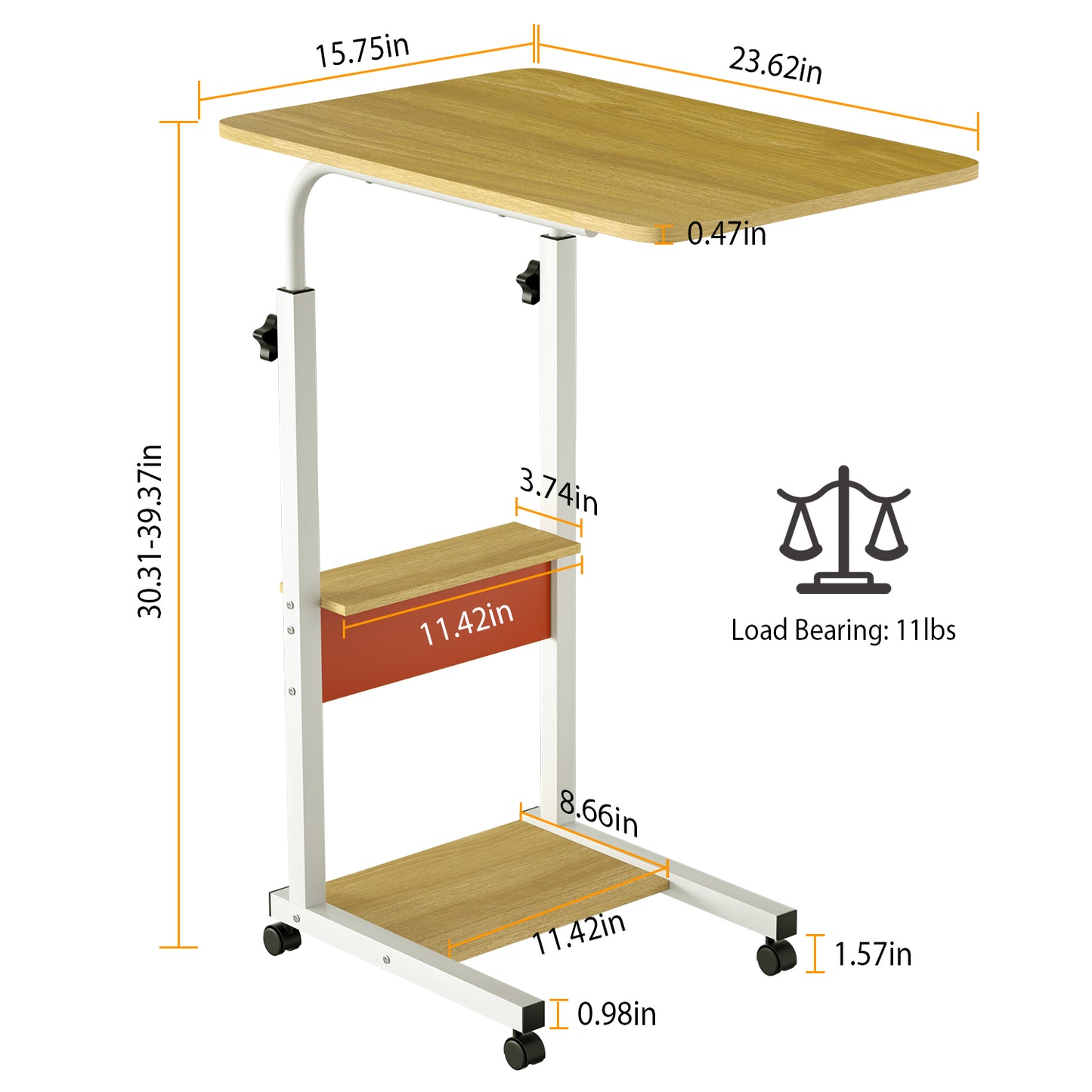 C Side Table Laptop Table Small Slim Snack Side Table for Couch Bed Sofa for Small Spaces Living Room Bedroom--Beige