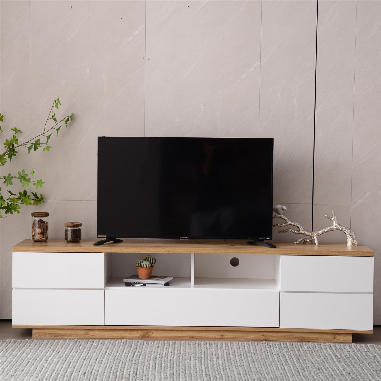 Modern TV stand for TVs up to 80'' , Media Console with Multi-Functional Storage, Entertainment Center with Door Rebound Device, TV cabinet for living room,Bedroom