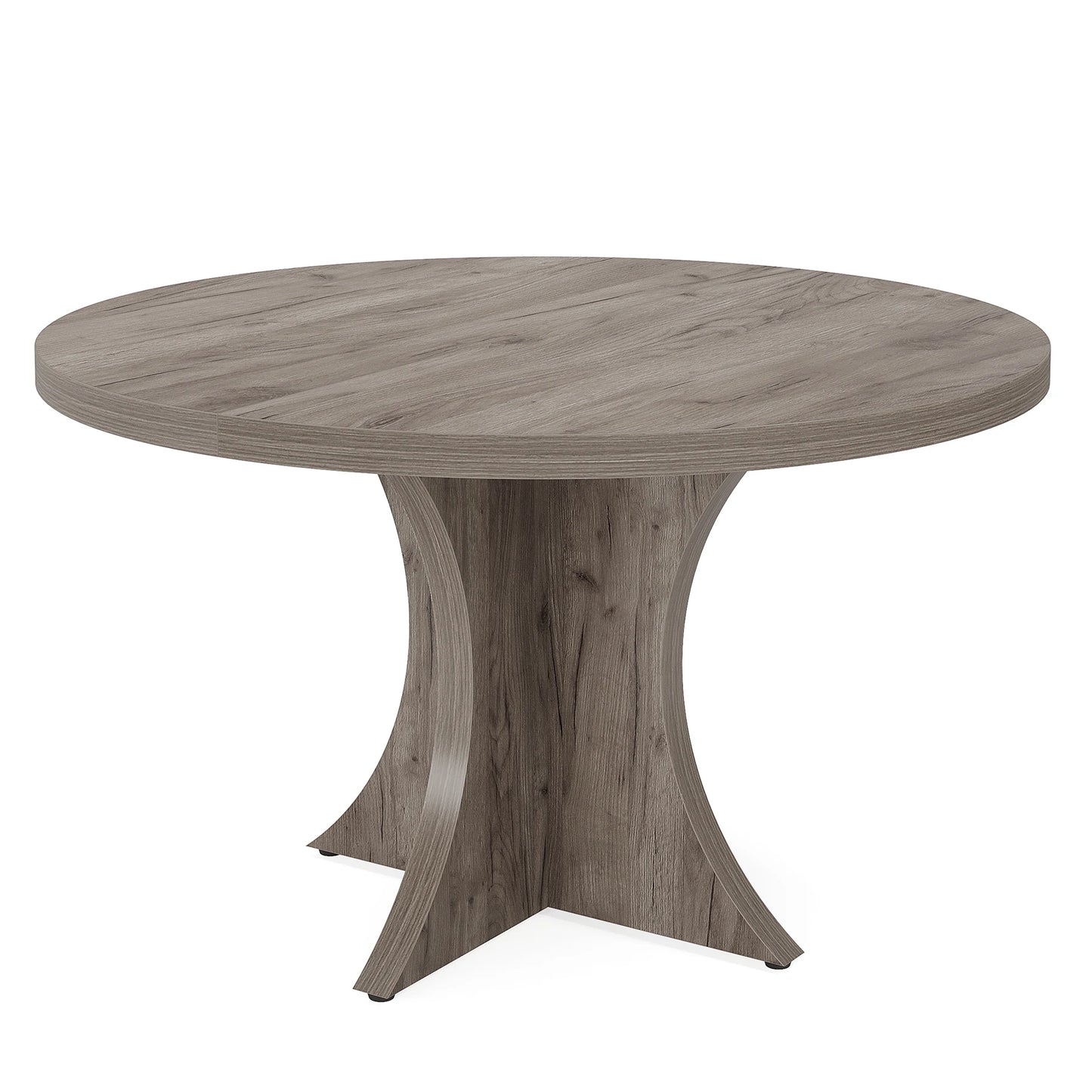 MonoWood Round Dining Table for 4-6, 47.24-Inch Farmhouse Kitchen Table, Wood Dining Table with Pedestal Base, Dinner Table