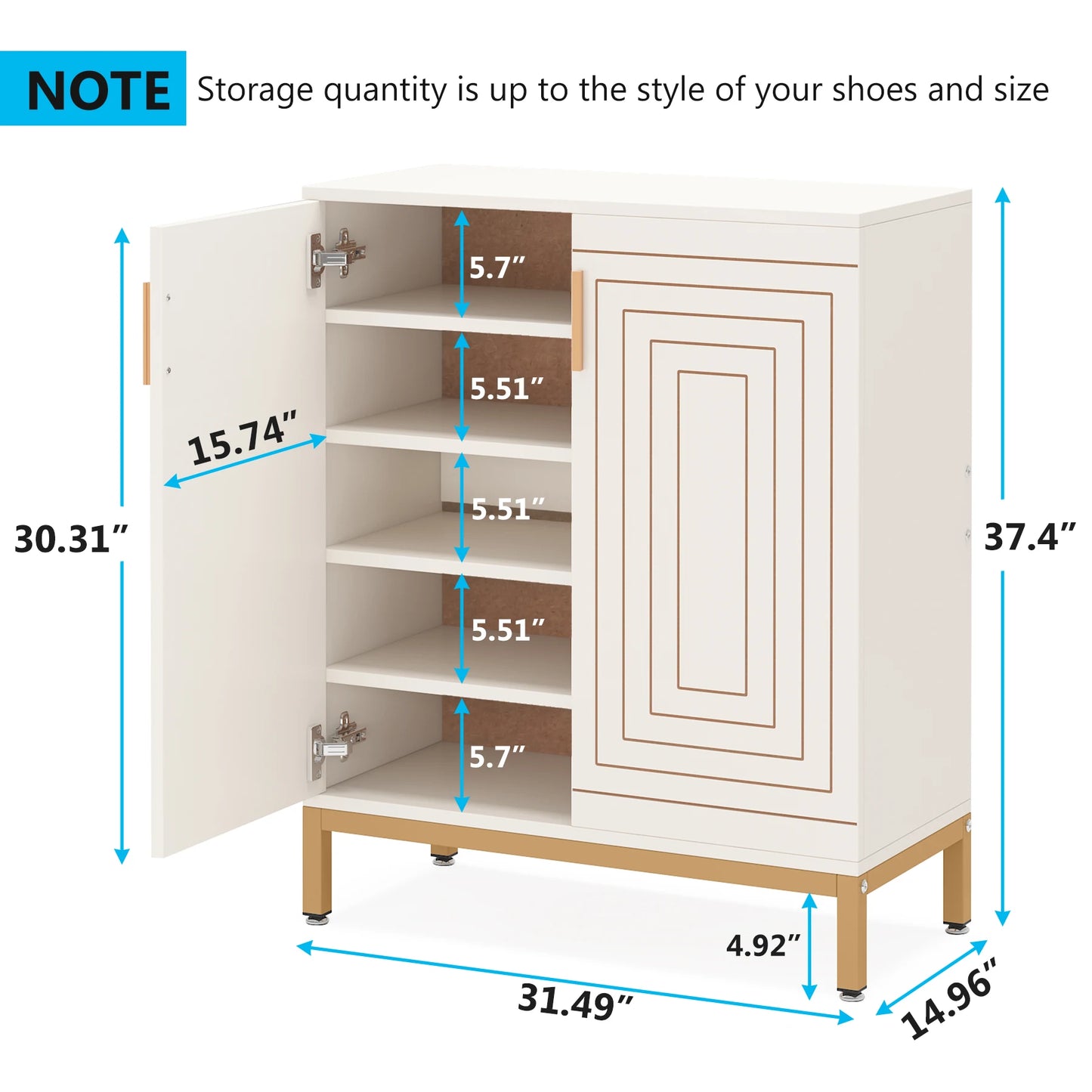 MonoWood WAY TO ORIGIN Shoe Cabinet, 20 Pairs Modern Shoe Storage Cabinet with Doors