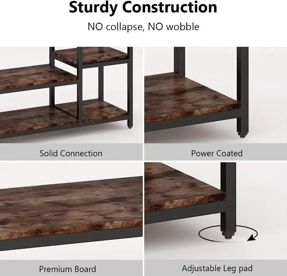 MonoWood Free-standing Closet Organizer with 6 Storage Shelves and Hanging Bar, Large Standing Clothes Garment Rack