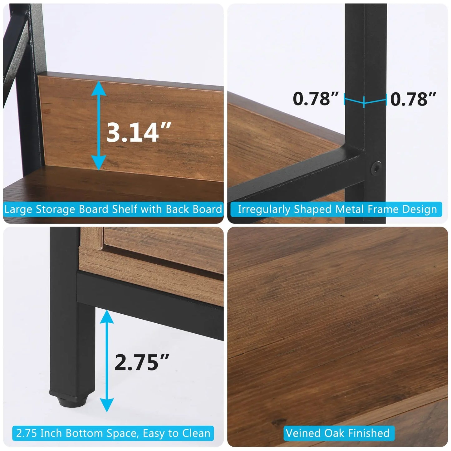 MonoWood Bookshelf with 2 Drawers, 70.8" Industrial Bookcase Bookshelf, 5 Shelf Open Shelf for Storage, Wood Book Shelf for Li