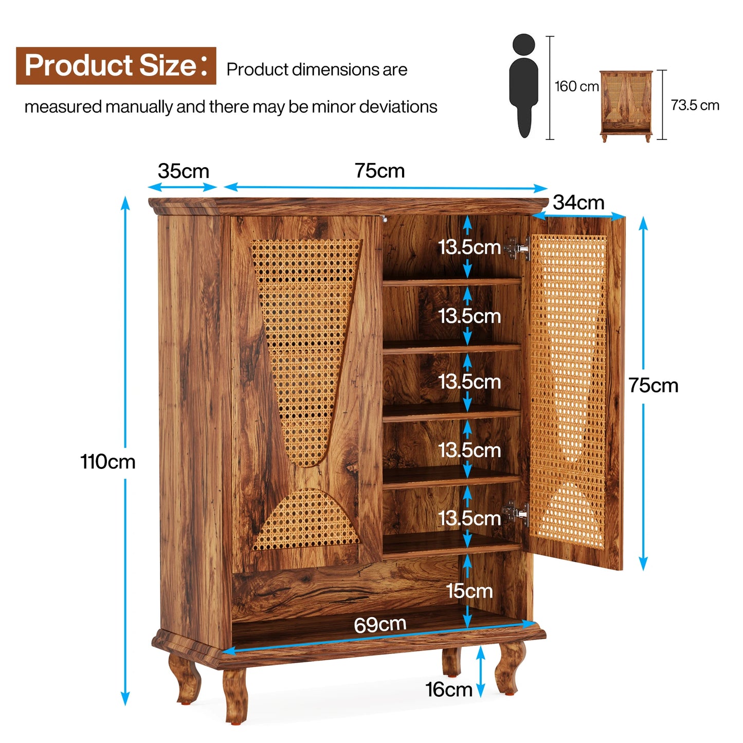 MonoWood Tall Shoe Cabinet with Acrylic Doors and LED Lights, 8-Tier Entryway Shoe Storage Rack with Adjustable Shelves
