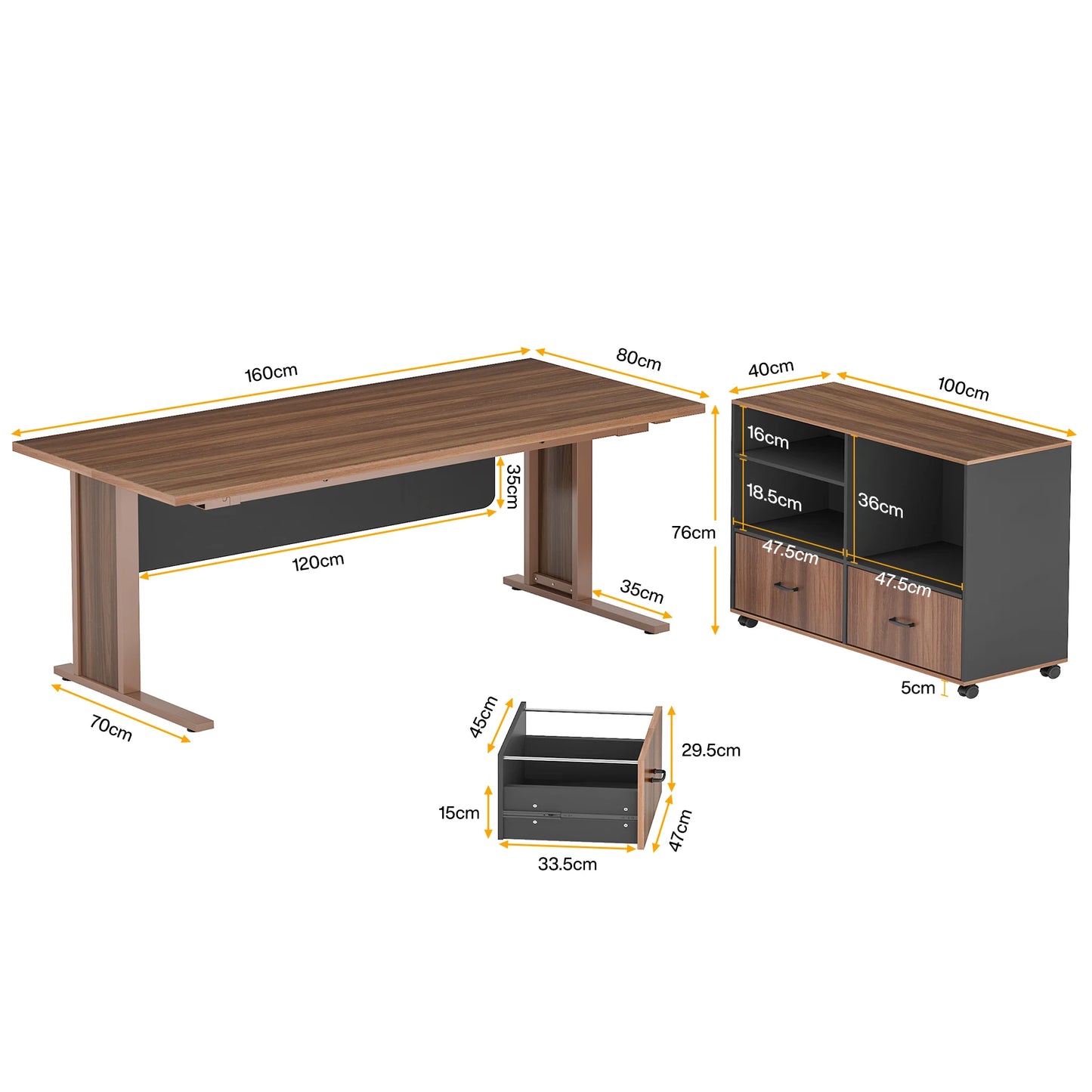 MonoWood 63" Large Executive Desk L Shaped Computer Desk with File Storage Cabinet, L-Shaped Executive Office Desk