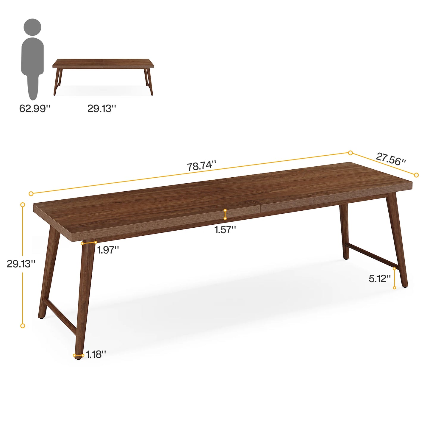 MonoWood 78.7" Extra Long Desk, Large 2-Person Computer Desk Writing Desk, Double Home Office Desk Study Work Table