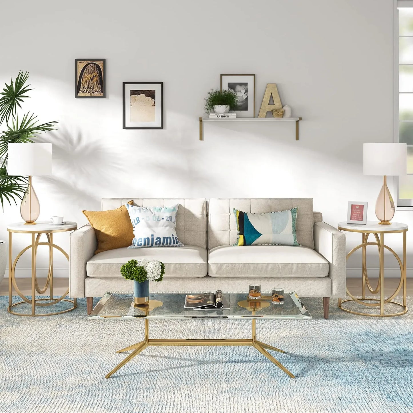 MonoWood Round End Table, 20” Sofa Side Coffee Cocktail Table