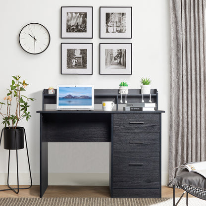 110*50*95cm Particleboard Paste Triamine Desktop Storage Layer Three Drawers Computer Desk Black Wood Grain