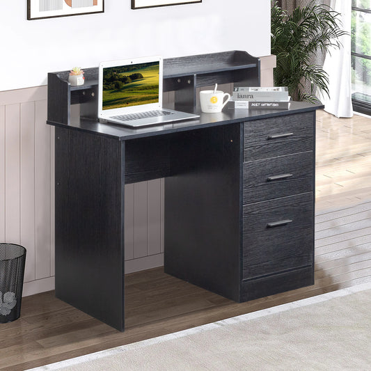 110*50*95cm Particleboard Paste Triamine Desktop Storage Layer Three Drawers Computer Desk Black Wood Grain