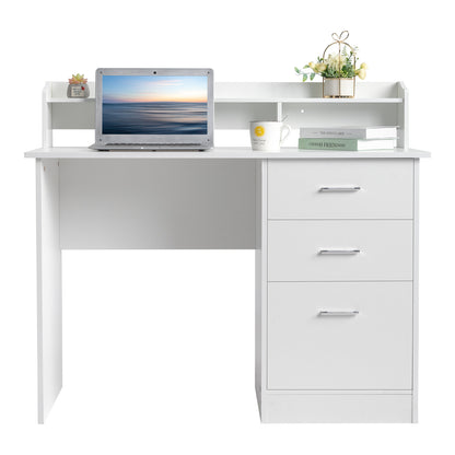 110*50*95cm Particleboard Paste Triamine Desktop Storage Layer Three Drawers Computer Desk White Wood Grain