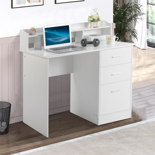 110*50*95cm Particleboard Paste Triamine Desktop Storage Layer Three Drawers Computer Desk White Wood Grain