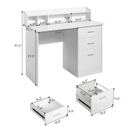 110*50*95cm Particleboard Paste Triamine Desktop Storage Layer Three Drawers Computer Desk White Wood Grain