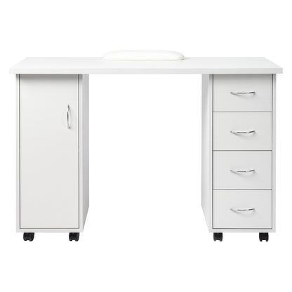 Double Edged Manicure Nail Table with Drawer White