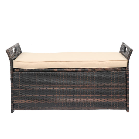 106*52*46cm Iron Frame Can Accommodate Brown Gradient Footstool Locker Rattan Locker
