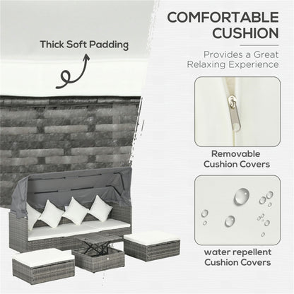 4 Piece Outdoor Rattan Sofa Set-Cream White