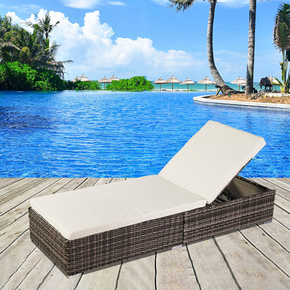 Outdoor Leisure Rattan Furniture Pool Bed / Chaise (Single Sheet)-Grey