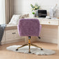 Furniture Office Chair,Artificial rabbit hair Home Office Chair with Golden Metal Base,Adjustable Desk Chair Swivel Office Chair,Vanity Chair(Violet)
