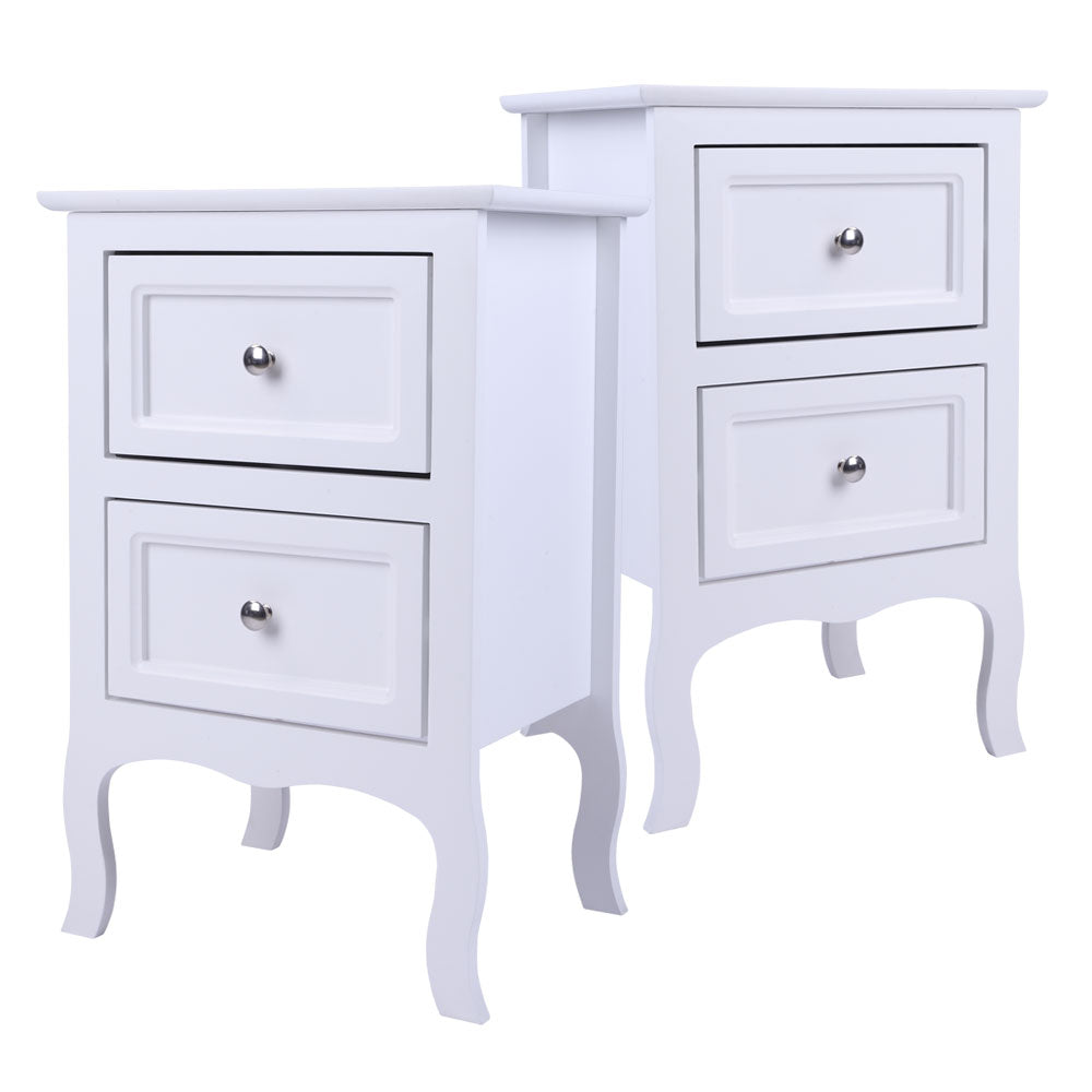 【Oid Code：48714449/34800355】2pcs Country Style Two-Tier Night Tables Large Size White