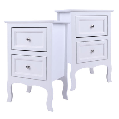 【Oid Code：48714449/34800355】2pcs Country Style Two-Tier Night Tables Large Size White