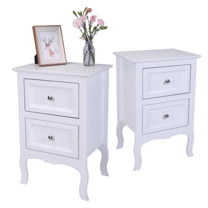【Oid Code：48714449/34800355】2pcs Country Style Two-Tier Night Tables Large Size White