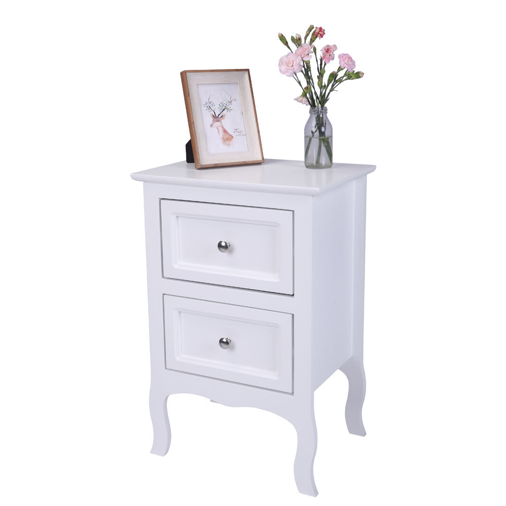【Oid Code：48714449/34800355】2pcs Country Style Two-Tier Night Tables Large Size White