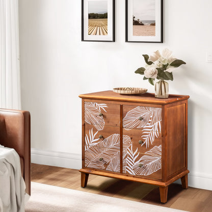 Brown MDF Veneer + Solid Wood Frame 80*40*73cm 6-Drawer Chest Bohemia