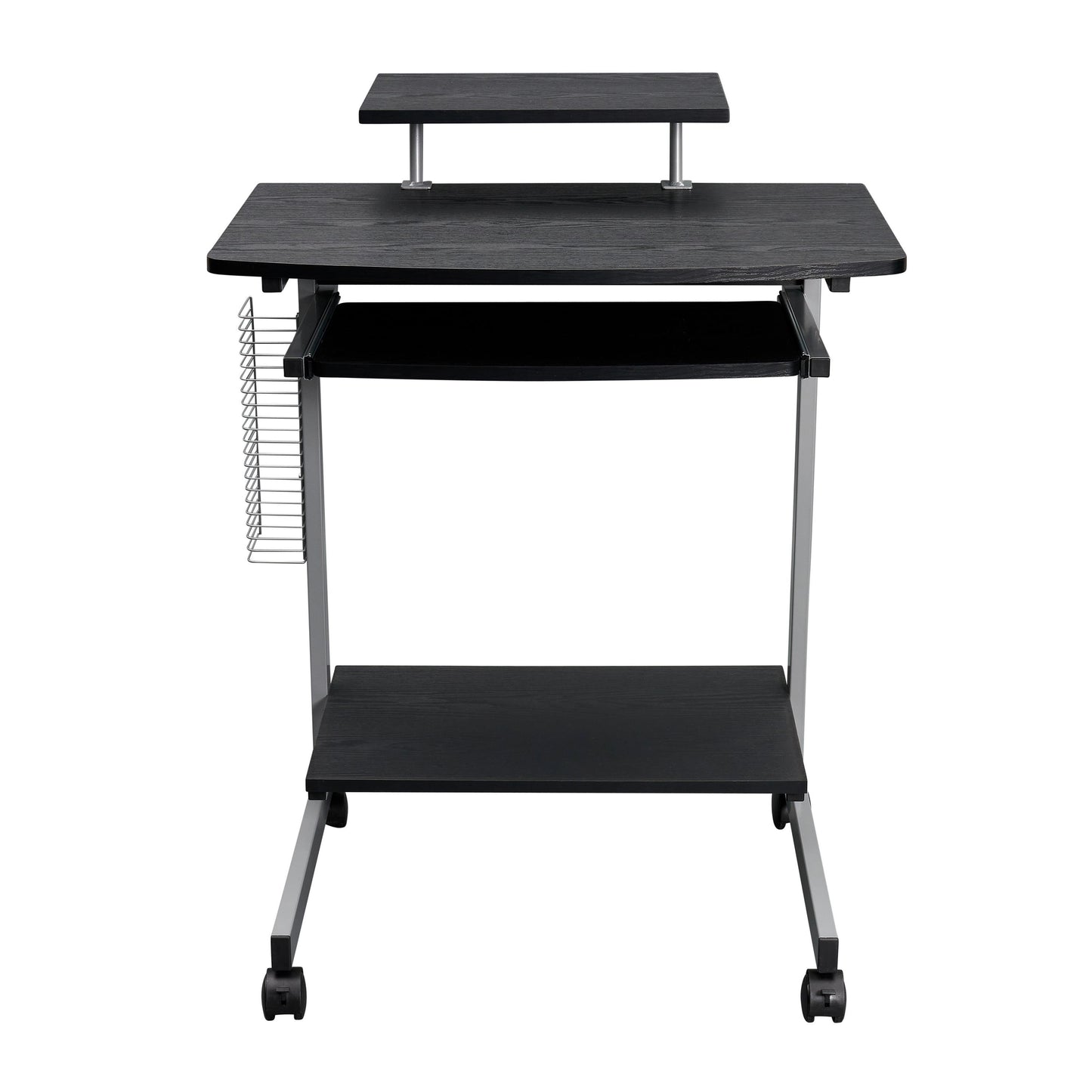 Compact Computer Cart With Storage, Espresso
