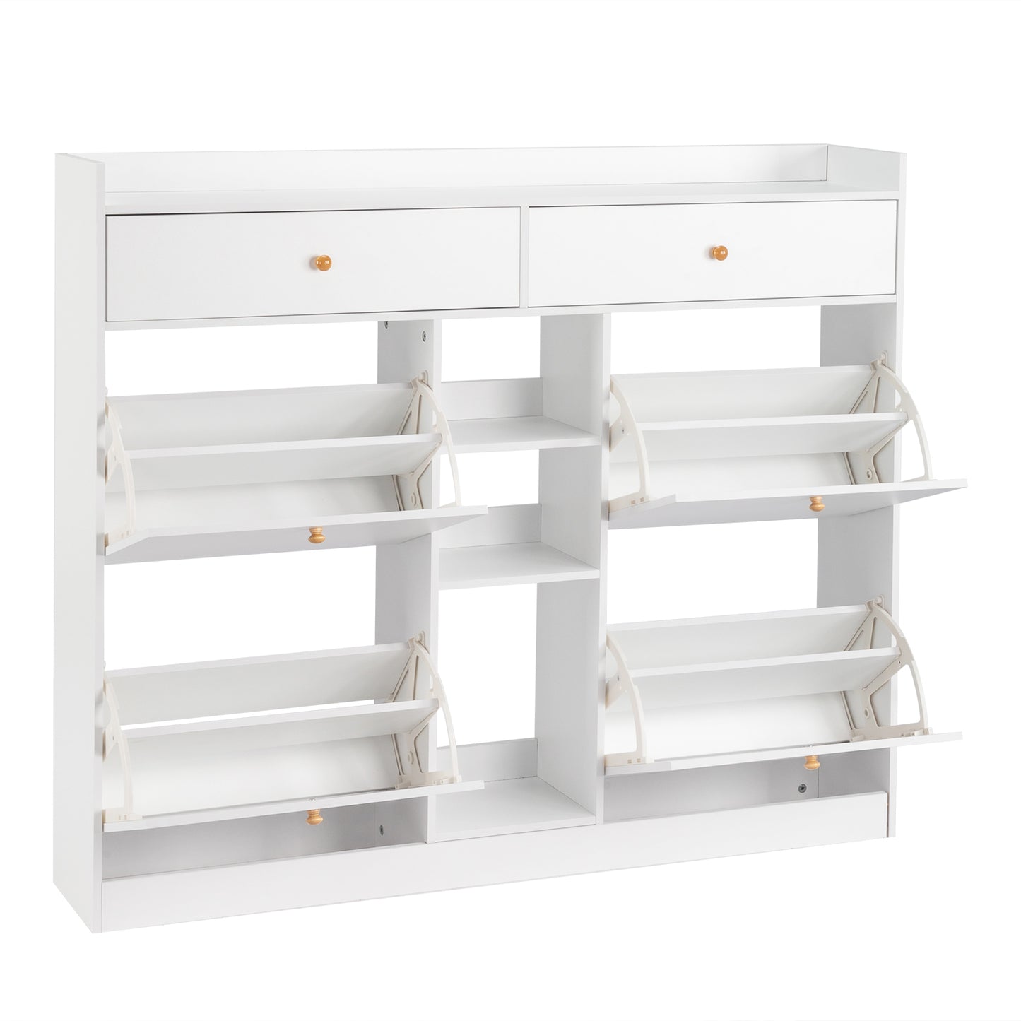 4 Drawers 2 Drawers with Top Baffle Shoe Cabinet Particle Board 128*25*107cm White