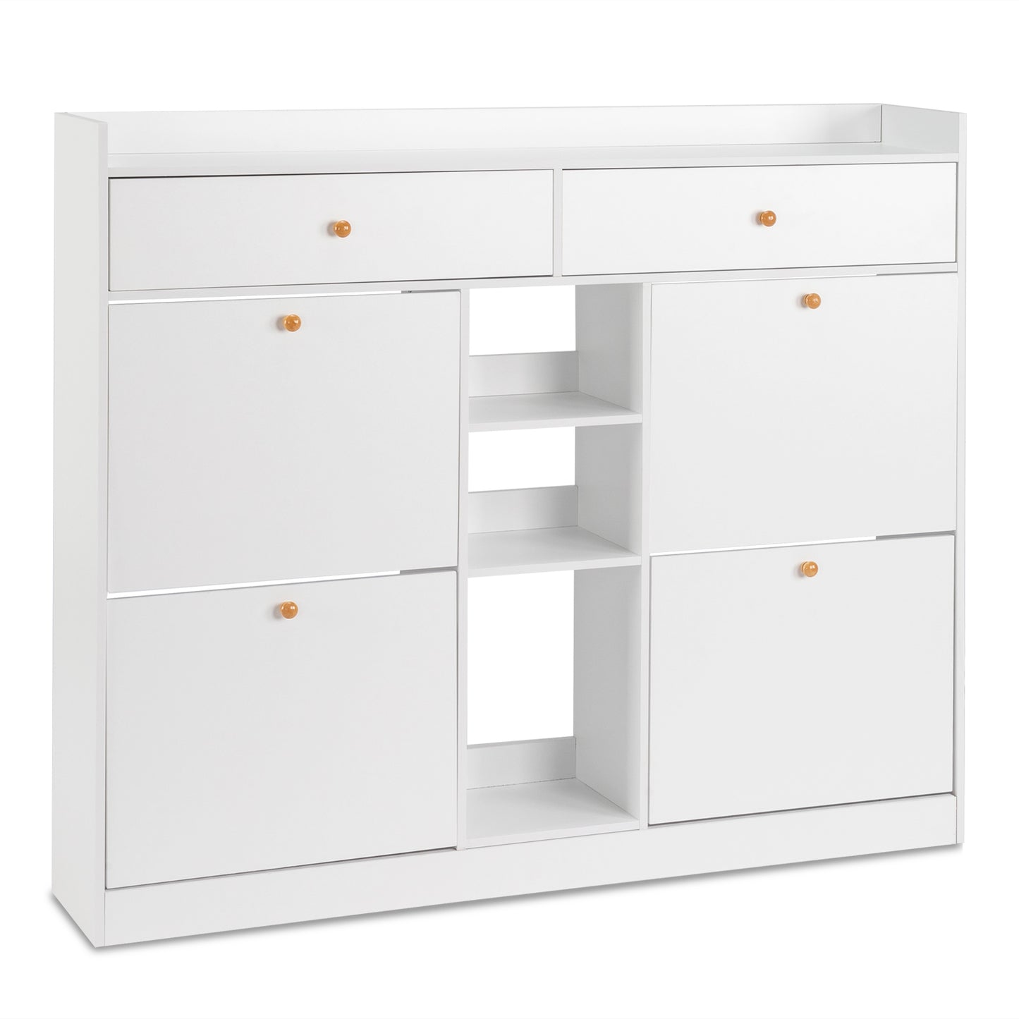 4 Drawers 2 Drawers with Top Baffle Shoe Cabinet Particle Board 128*25*107cm White
