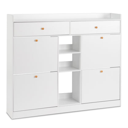 4 Drawers 2 Drawers with Top Baffle Shoe Cabinet Particle Board 128*25*107cm White
