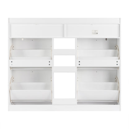 4 Drawers 2 Drawers with Top Baffle Shoe Cabinet Particle Board 128*25*107cm White