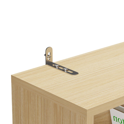 3-layer 1-drawer with double doors Triamcinol board rattan surface 60*23.5*180cm display cabinet original wood color
