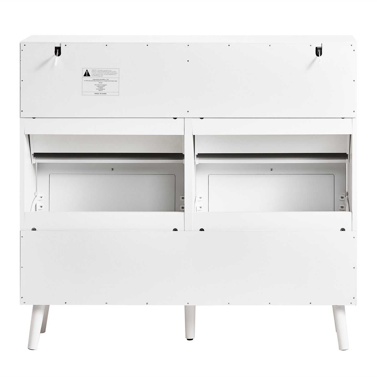 2 rows of 4 dump buckets with high feet round rattan shoe cabinet particle board + plastic rattan 105*24*98cm white frame + original wood rattan surface + gold high feet