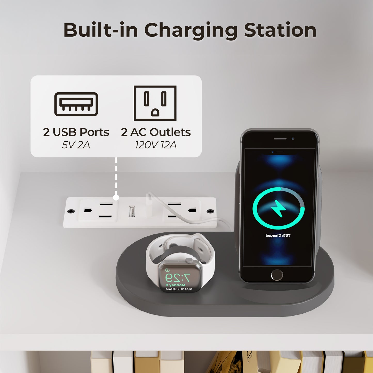 4 layers with 2 USB 2 plugs and sockets 2 drawers Triamine board 60*23.5*180cm display cabinet white