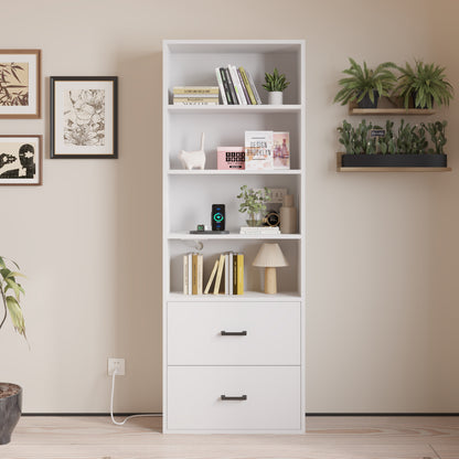 4 layers with 2 USB 2 plugs and sockets 2 drawers Triamine board 60*23.5*180cm display cabinet white