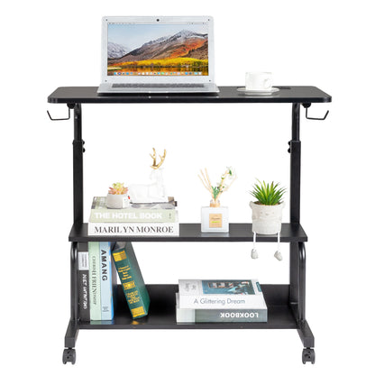 Black Wood Grain P2 15MM Particle Board with Melamine Coating Adjustable Computer Desk with 3 USB + 2 AC Outlets
