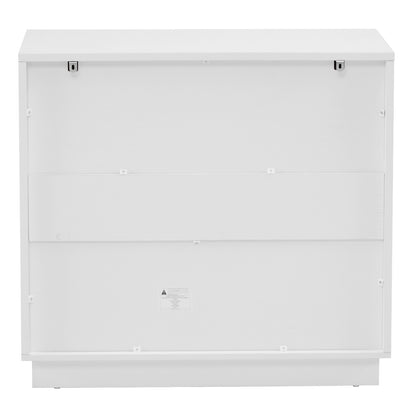 White P2 Particle Board and Density Board Wavy Pattern Drawer Front Three-Level Four-Drawer Bedside Cabinet