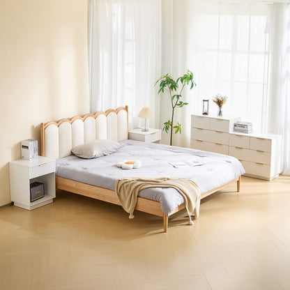 White P2 Particle Board and Density Board Wavy Pattern Drawer Front Three-Level Four-Drawer Bedside Cabinet
