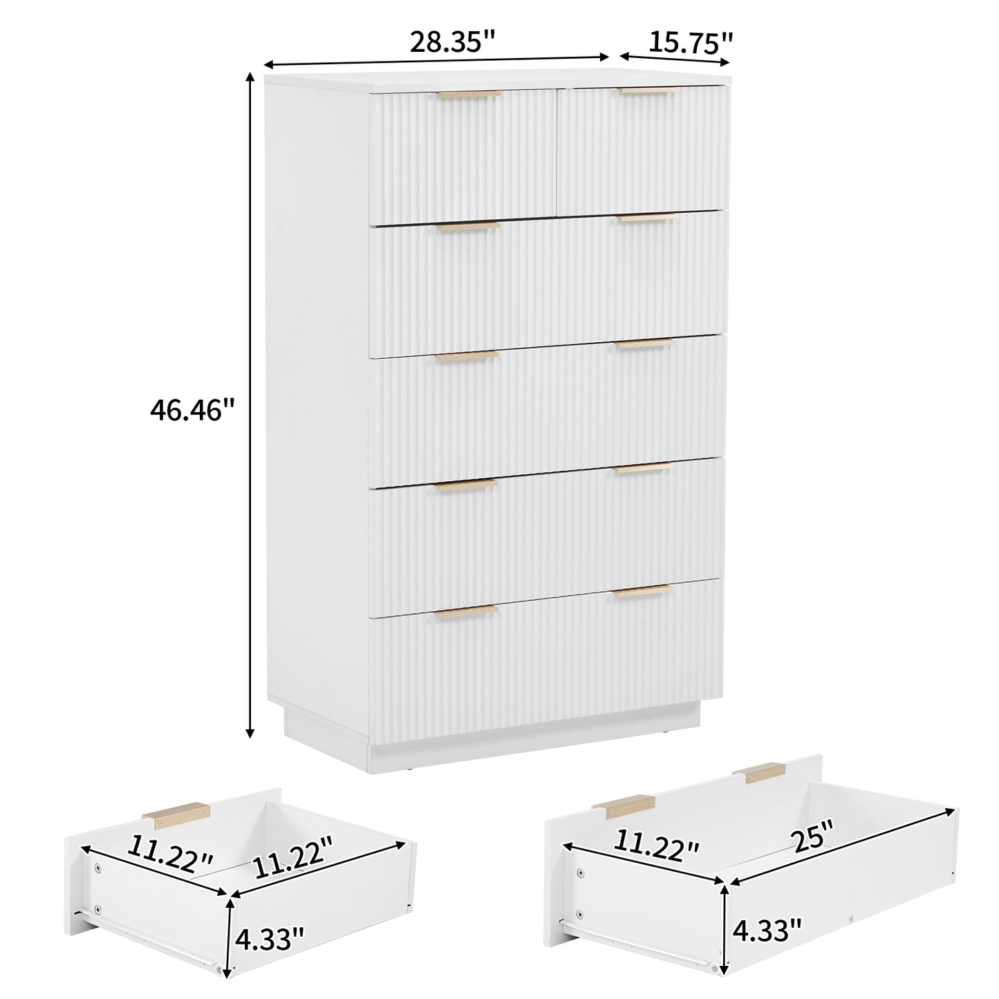 White P2 Particle Board and Density Board 7241117cm Wavy Pattern Drawer Front Five-Level Six-Drawer Cabinet