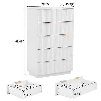 White P2 Particle Board and Density Board 7241117cm Wavy Pattern Drawer Front Five-Level Six-Drawer Cabinet