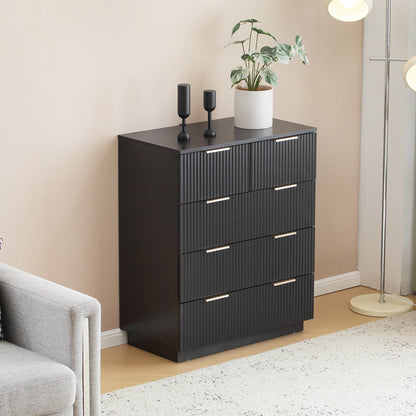 Black P2 Particle Board and Density Board 724194cm Wavy Pattern Drawer Front Four-Level Five-Drawer Cabinet