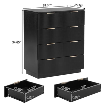 Black P2 Particle Board and Density Board 724194cm Wavy Pattern Drawer Front Four-Level Five-Drawer Cabinet