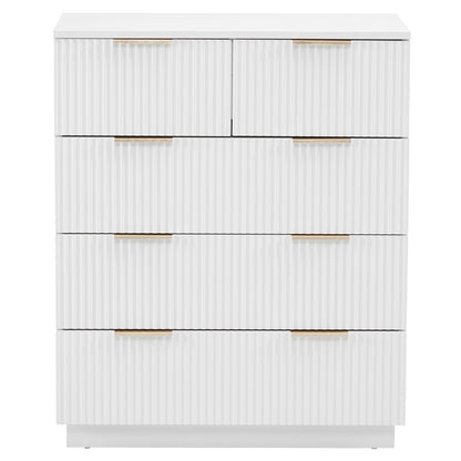 White P2 Particle Board and Density Board 724194cm Wavy Pattern Drawer Front Four-Level Five-Drawer Cabinet