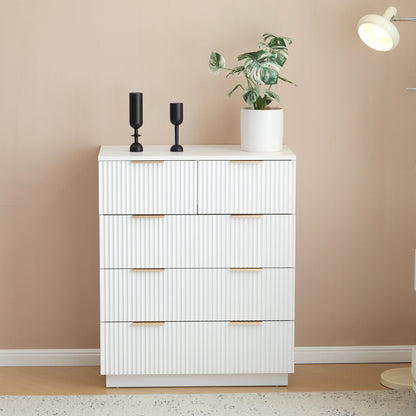 White P2 Particle Board and Density Board 724194cm Wavy Pattern Drawer Front Four-Level Five-Drawer Cabinet