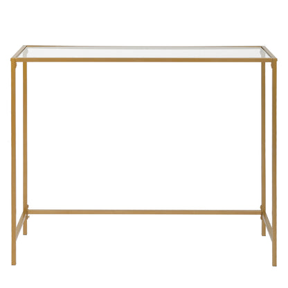 【Same model code: ：51028186】39.4" Console Sofa Table, Modern Entryway Table, Tempered Glass Table, Metal Frame,  for Living Room, Hallway, Gold Color