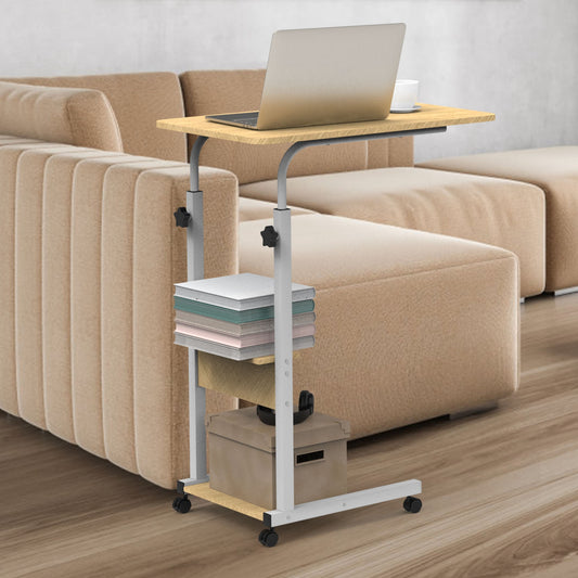 C Side Table Laptop Table Small Slim Snack Side Table for Couch Bed Sofa for Small Spaces Living Room Bedroom--Beige
